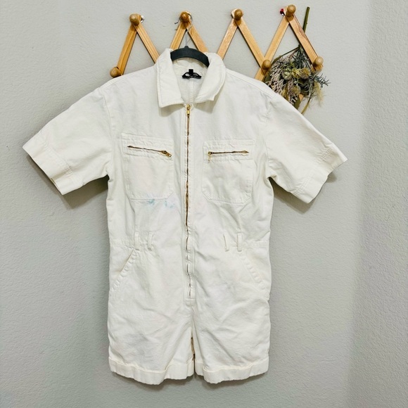 A.P.C White and Gold Denim Combinaison Hills Romper 42/10 - Picture 4 of 7